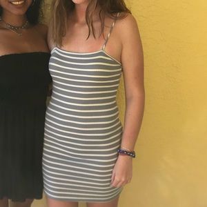 blue and white tight dress